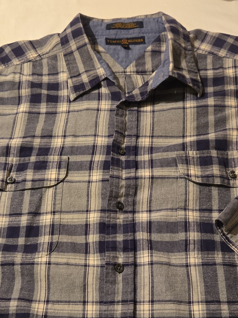 Tommy Hilfiger Men's Blue Plaid Button-Up Shirt